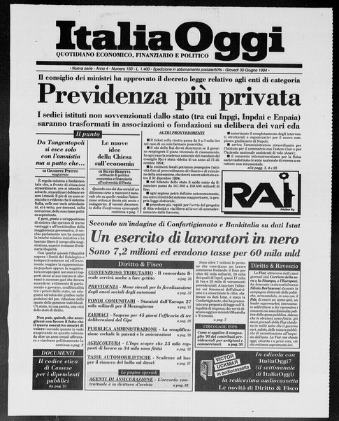 Italia oggi : quotidiano di economia finanza e politica